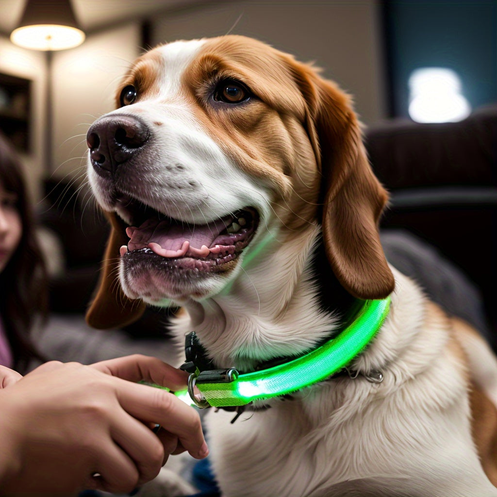 LED Glow-In-The-Dark Pet Collar For Small And Medium Dogs, Keep Your Pet Safe And Visible During Night Walks Streetsharks