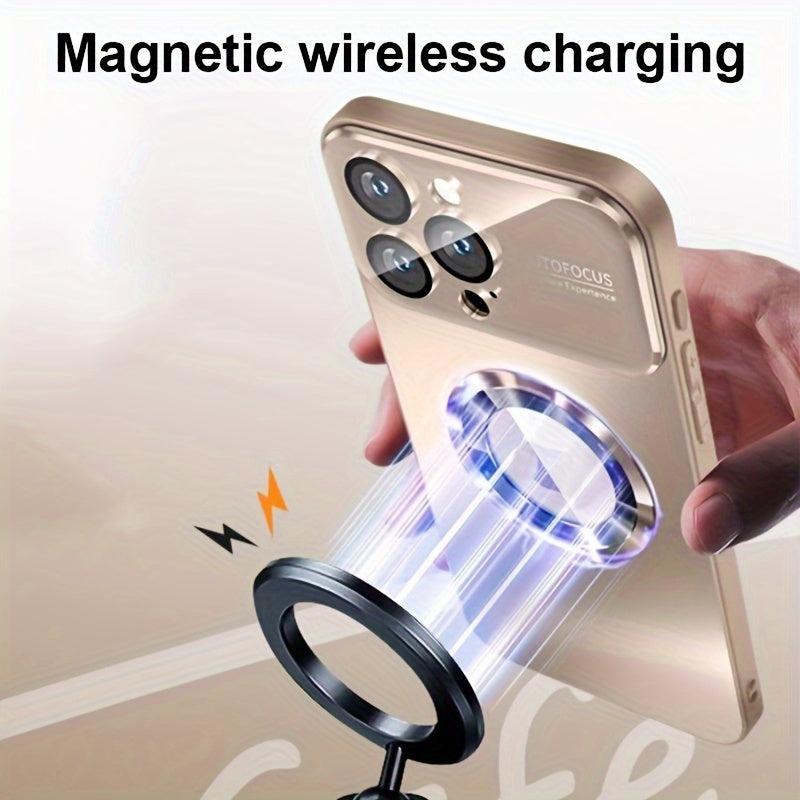 New Desert Titanium Luxury Matte Magnetic Wireless Charging Phone Case for iPhone 16 15 14 13 12 11 Pro Max 16Pro Case with Glass Lens Protector Soft Bumper Shockproof 16 Series Cover DT Streetsharks