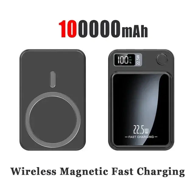 magnetic wireless charger  100000mAh Power Bank Wireless Charger Magnetic Digital Display Fast Charging Thin And Portable External Battery Free Shiping - Streetsharks