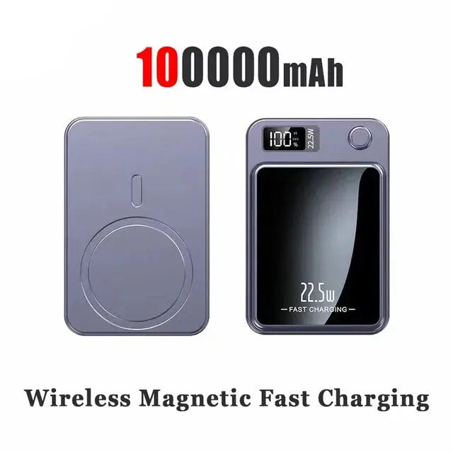 magnetic wireless charger  100000mAh Power Bank Wireless Charger Magnetic Digital Display Fast Charging Thin And Portable External Battery Free Shiping - Streetsharks