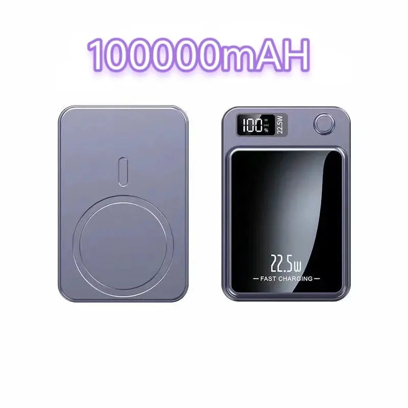 100000mAh Wireless Magnetic Power Bank Super Fast Charging Ultra High Capacity Digital External Battery Power Bank For Iphone 15 - Streetsharks