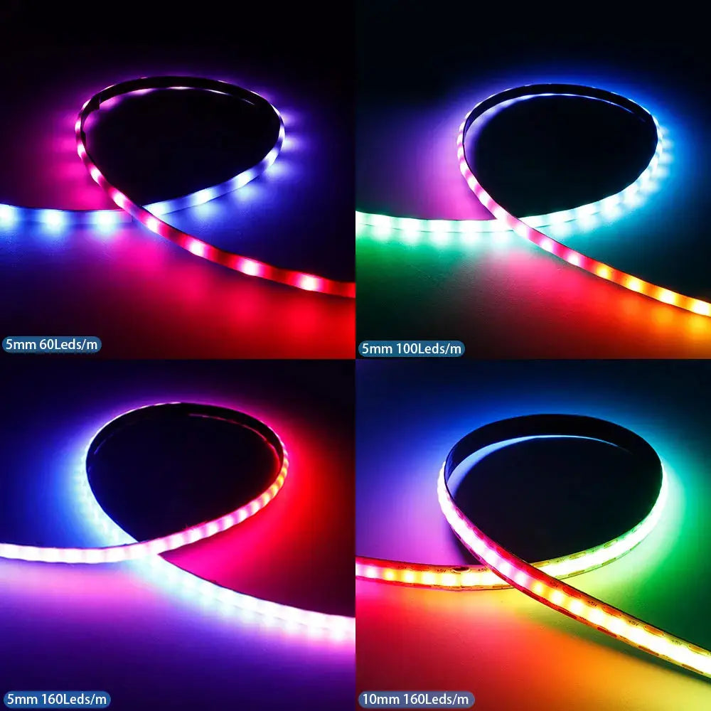 WS2812B RGBIC Individually Addressable COB LED Strip WS2812 High Density 60/100/160Leds/m 5mm/10mm COB Led Light DC5V Streetsharks