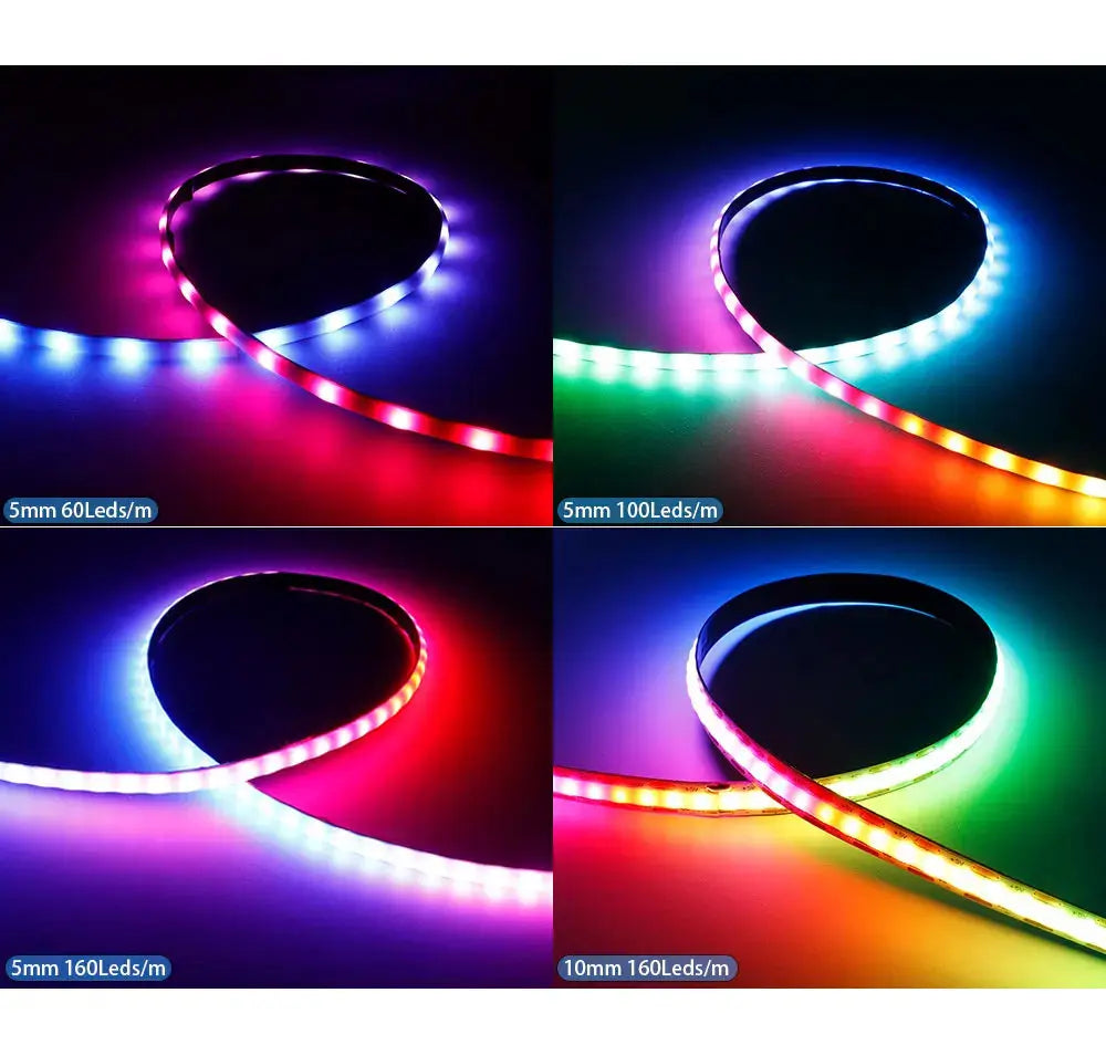 WS2812B RGBIC Individually Addressable COB LED Strip WS2812 High Density 60/100/160Leds/m 5mm/10mm COB Led Light DC5V Streetsharks