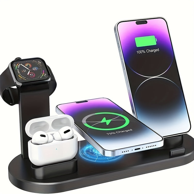 Wireless Charging Station, 3in 1 Wireless Charger Stand, Multi Fast Wireless Charging Dock for iPhone Multiple Devices for iPhone 16/ 15/ 14/ 13/ 12/11/ Pro/ Max/ X/ XS/ XR, for Airpods 3/ 2/ Pro, for Samsung S23 Ultra S22/ S Streetsharks