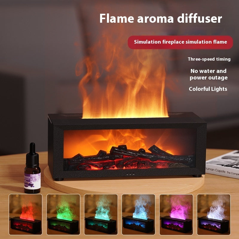 New Flame Aromatherapy Machine Colorful Essential Oil Diffuser Home Large Fog Volume Flame Humidifier 3D Flame Fireplace Machine StreetSharks