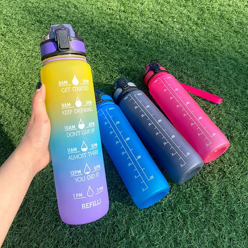 1L Tritan Water Bottle With Time Marker Bounce Cover Motivational Water Bottle Cycling Leakproof Cup For Sports Fitness Bottles StreetSharks