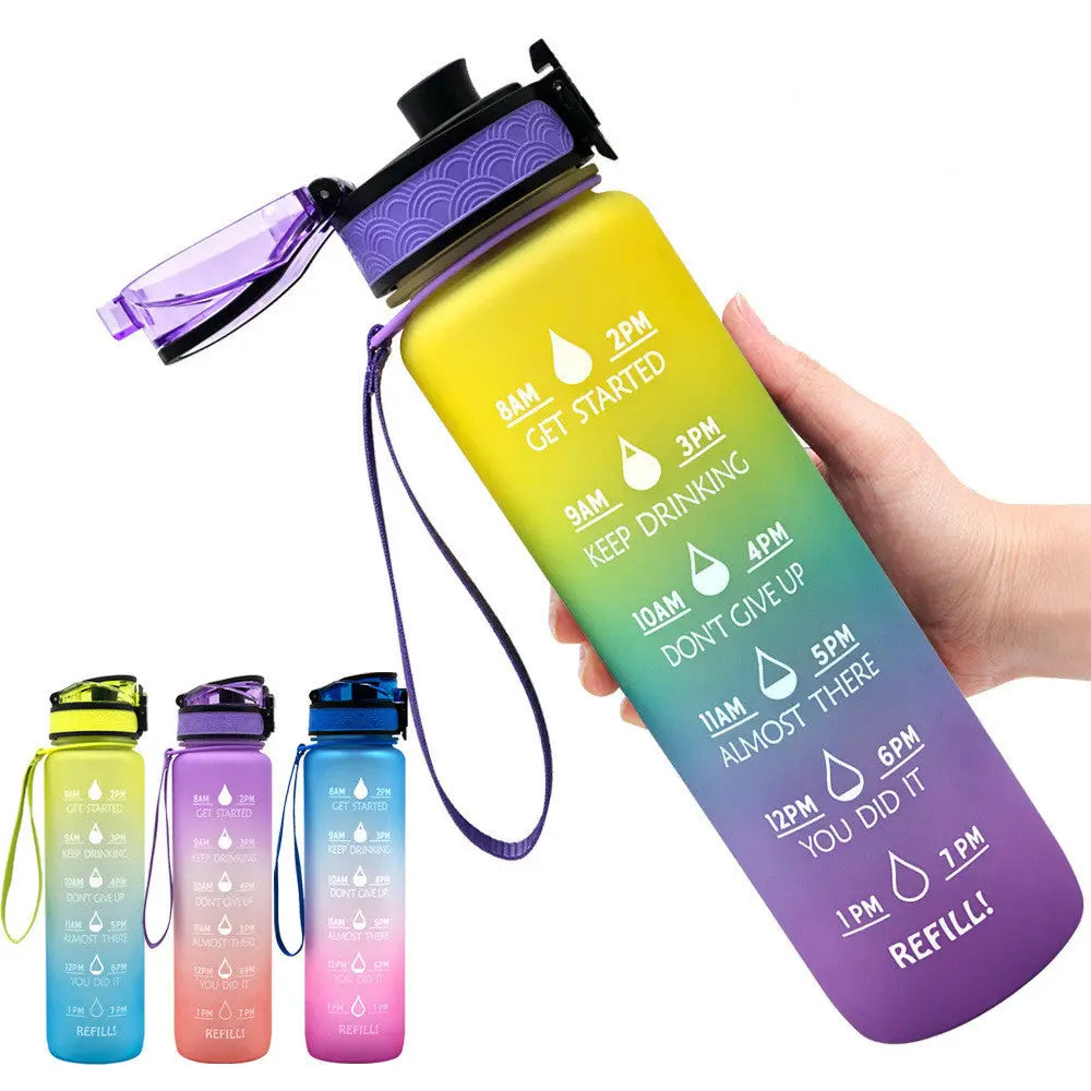 1L Tritan Water Bottle With Time Marker Bounce Cover Motivational Water Bottle Cycling Leakproof Cup For Sports Fitness Bottles StreetSharks