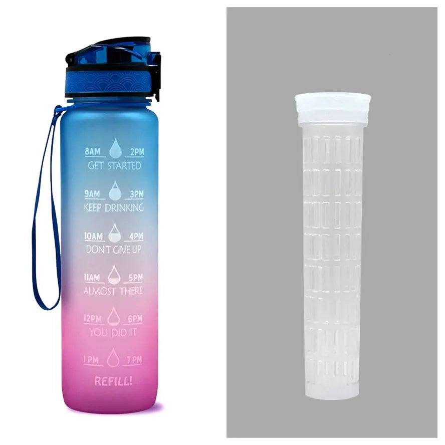 1L Tritan Water Bottle With Time Marker Bounce Cover Motivational Water Bottle Cycling Leakproof Cup For Sports Fitness Bottles StreetSharks