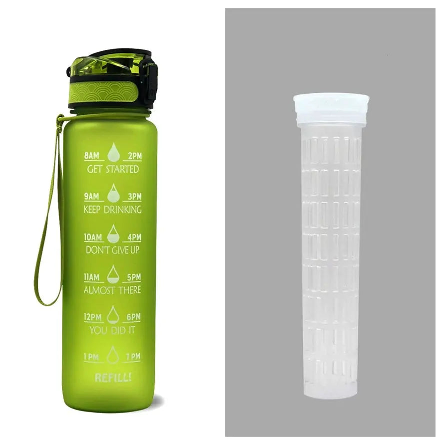 1L Tritan Water Bottle With Time Marker Bounce Cover Motivational Water Bottle Cycling Leakproof Cup For Sports Fitness Bottles StreetSharks