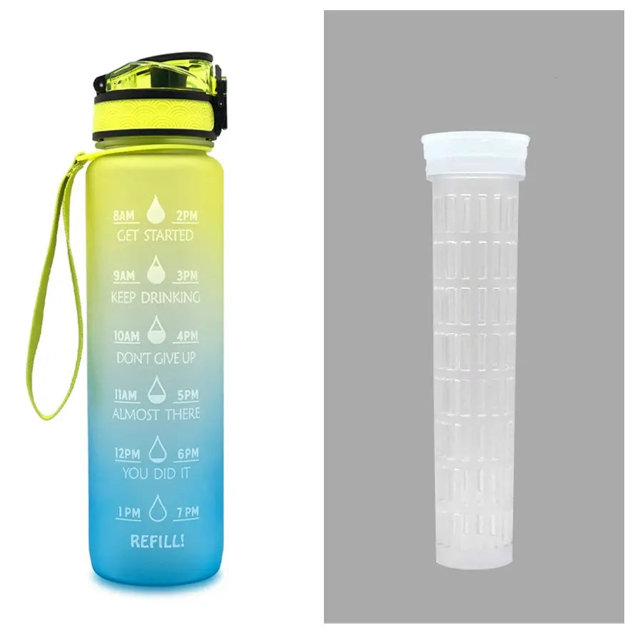 1L Tritan Water Bottle With Time Marker Bounce Cover Motivational Water Bottle Cycling Leakproof Cup For Sports Fitness Bottles StreetSharks