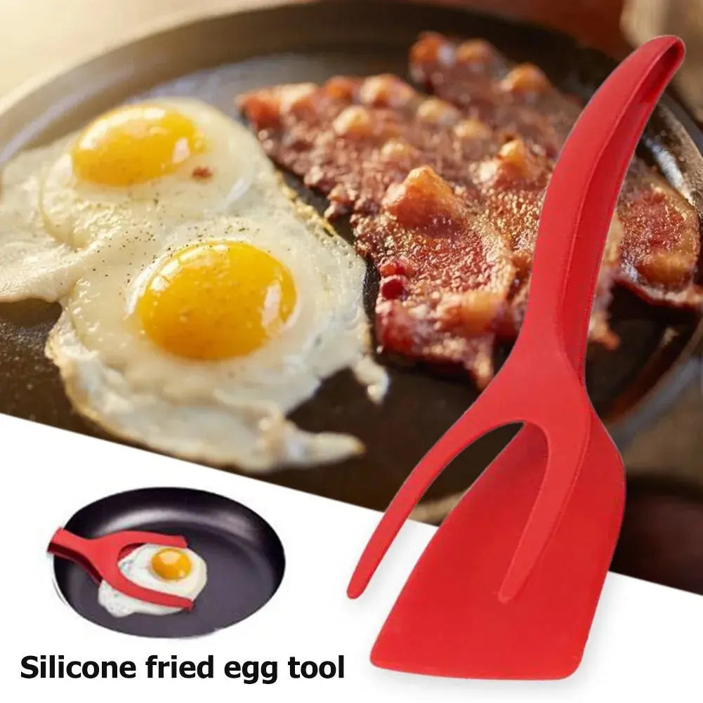 2 In 1 Grip And Flip Tongs Egg Spatula Tongs Clamp Pancake Fried Egg French Toast Omelet Overturned Kitchen Accessories Streetsharks