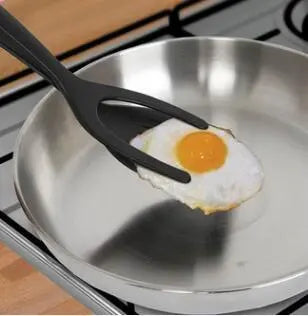 2 In 1 Grip And Flip Tongs Egg Spatula Tongs Clamp Pancake Fried Egg French Toast Omelet Overturned Kitchen Accessories Streetsharks