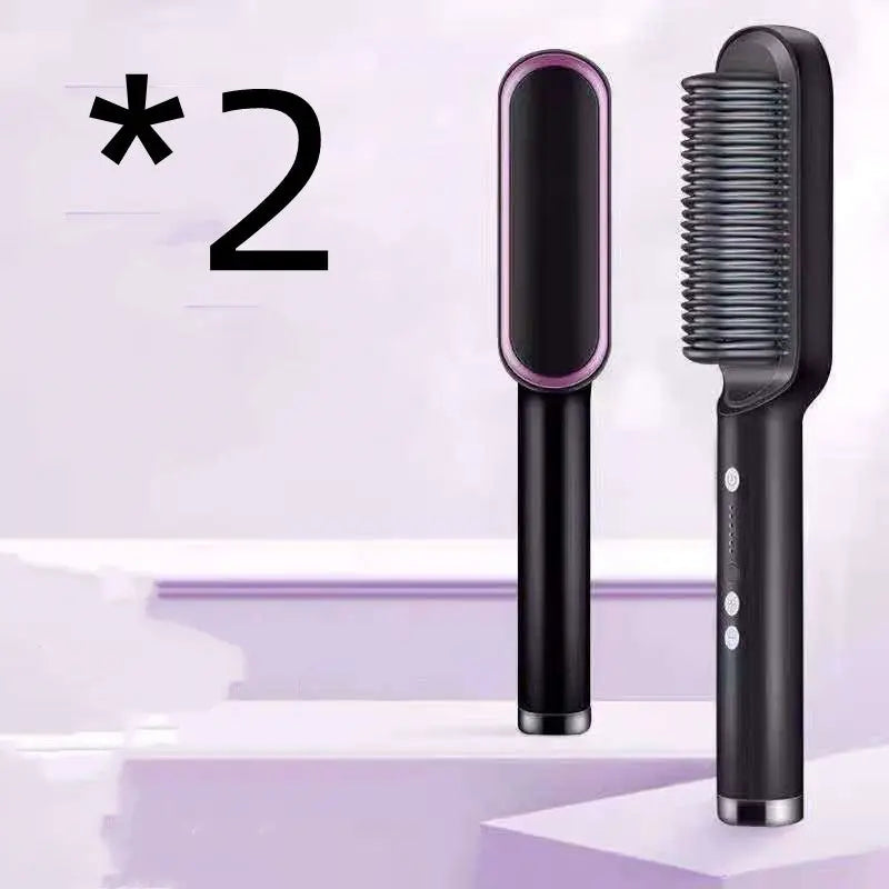 2 In 1 Hair Straightener Hot Comb Negative Ion Curling Tong Dual-purpose Electric Hairbrush StreetSharks