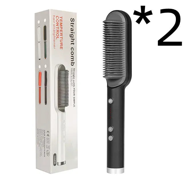 2 In 1 Hair Straightener Hot Comb Negative Ion Curling Tong Dual-purpose Electric Hairbrush StreetSharks