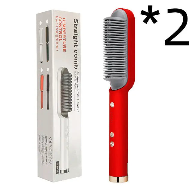 2 In 1 Hair Straightener Hot Comb Negative Ion Curling Tong Dual-purpose Electric Hairbrush StreetSharks