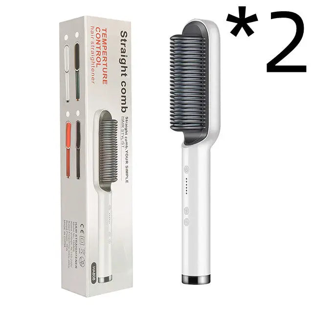 2 In 1 Hair Straightener Hot Comb Negative Ion Curling Tong Dual-purpose Electric Hairbrush StreetSharks