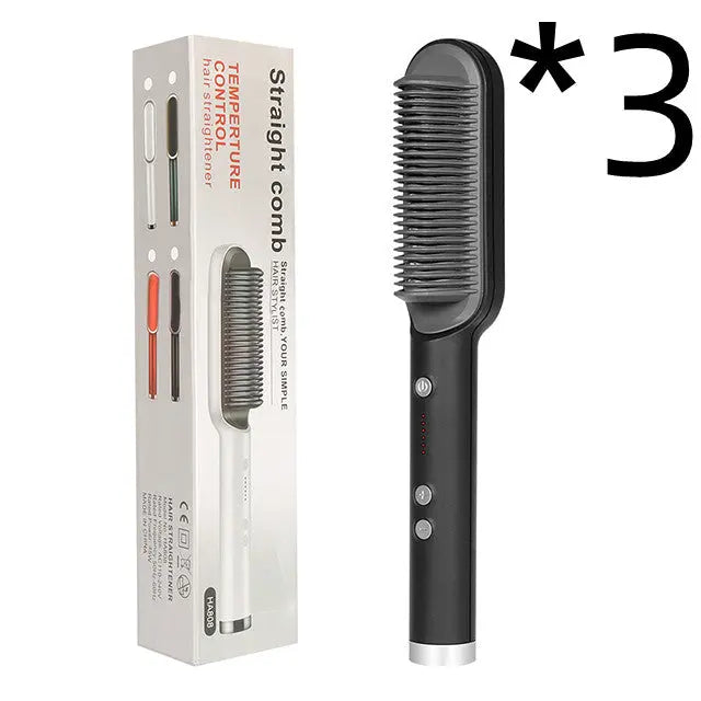 2 In 1 Hair Straightener Hot Comb Negative Ion Curling Tong Dual-purpose Electric Hairbrush StreetSharks