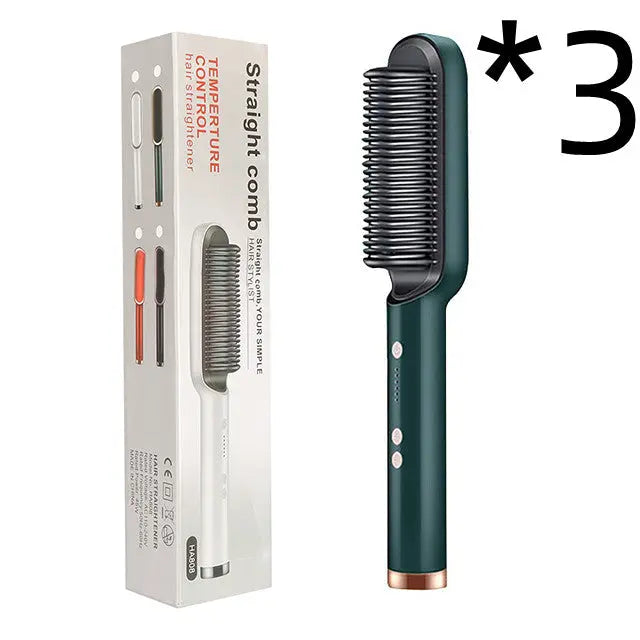 2 In 1 Hair Straightener Hot Comb Negative Ion Curling Tong Dual-purpose Electric Hairbrush StreetSharks