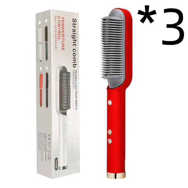 2 In 1 Hair Straightener Hot Comb Negative Ion Curling Tong Dual-purpose Electric Hairbrush StreetSharks