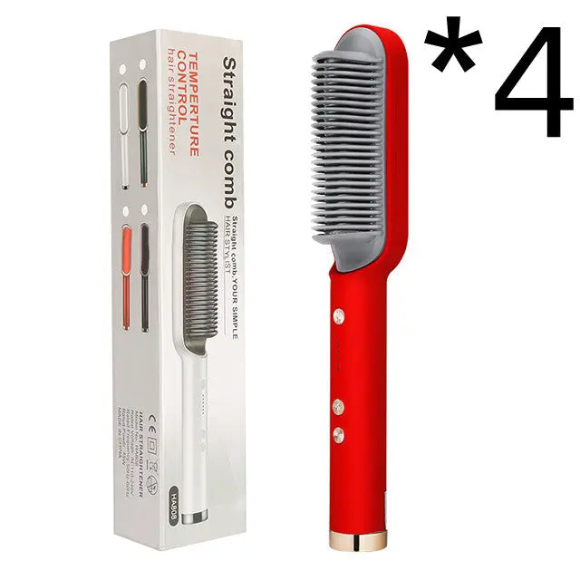 2 In 1 Hair Straightener Hot Comb Negative Ion Curling Tong Dual-purpose Electric Hairbrush StreetSharks