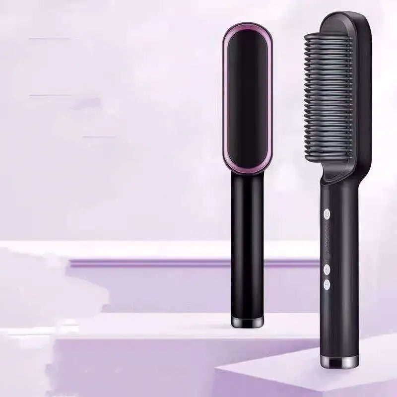 2 In 1 Hair Straightener Hot Comb Negative Ion Curling Tong Dual-purpose Electric Hairbrush StreetSharks