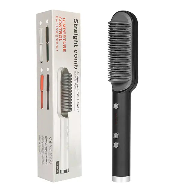 2 In 1 Hair Straightener Hot Comb Negative Ion Curling Tong Dual-purpose Electric Hairbrush StreetSharks