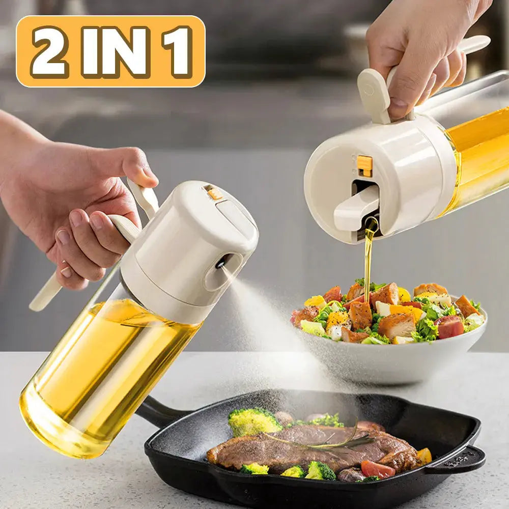 2 In 1 Oil Sprayer Bottle BBQ Cooking Oil Dispenser Olive Oil Pourers Sprayer Kitchen Baking Oil Mister Vinegar Bottle Streetsharks