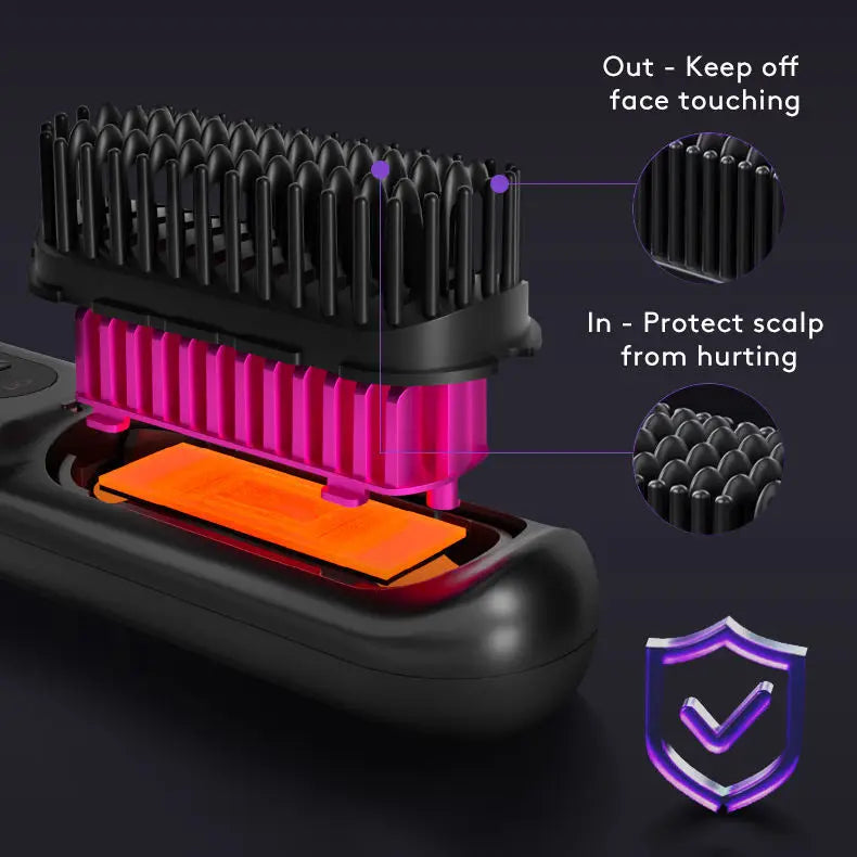 2 In 1 Straight Hair Comb Wireless Hair Straightener Brush Hair Fast Heating Portable Hot Curler USB Charging Streetsharks