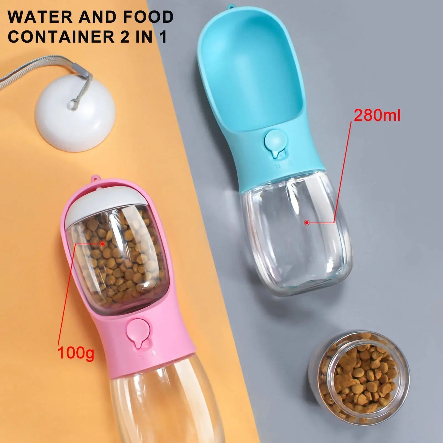 2 In1 Portable Dog Feeding and Water Puppy Feeder Pet Water Bottle Cat Food Dispenser for Travel Outdoor Walking Dog Accessories Streetsharks