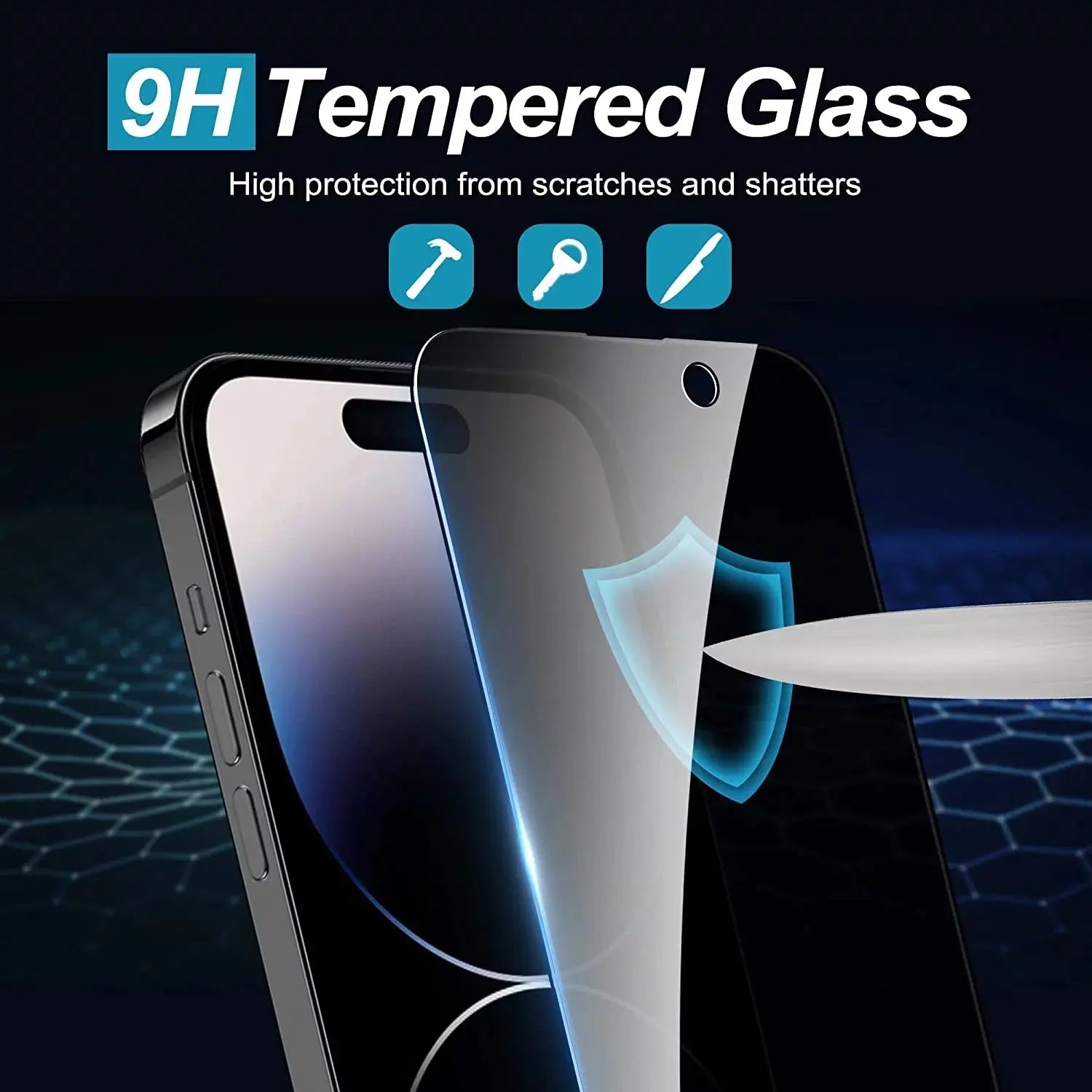 [2 Pack] Iphone 14 Pro Max Privacy Screen Protector 9H Tempered Glass Film Privacy Screen, Anti-Spy, with Easy Installation Frame - Streetsharks