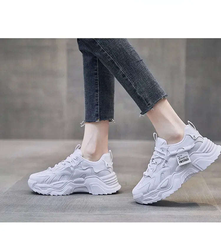 2023 New Women's Sneakers Fashion Versatile Women's Tennis Shoes Breathable Mesh Sneakers Comfortable Platform Casual Sneakers Streetsharks