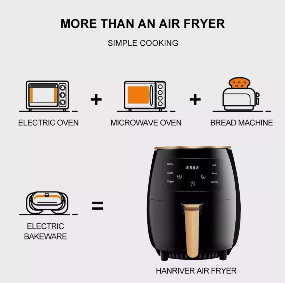 4.5L  Air Fryer Digital Kitchen Oven Oil Free Low Fat Healthy Frying Cooker UK aee17d-2