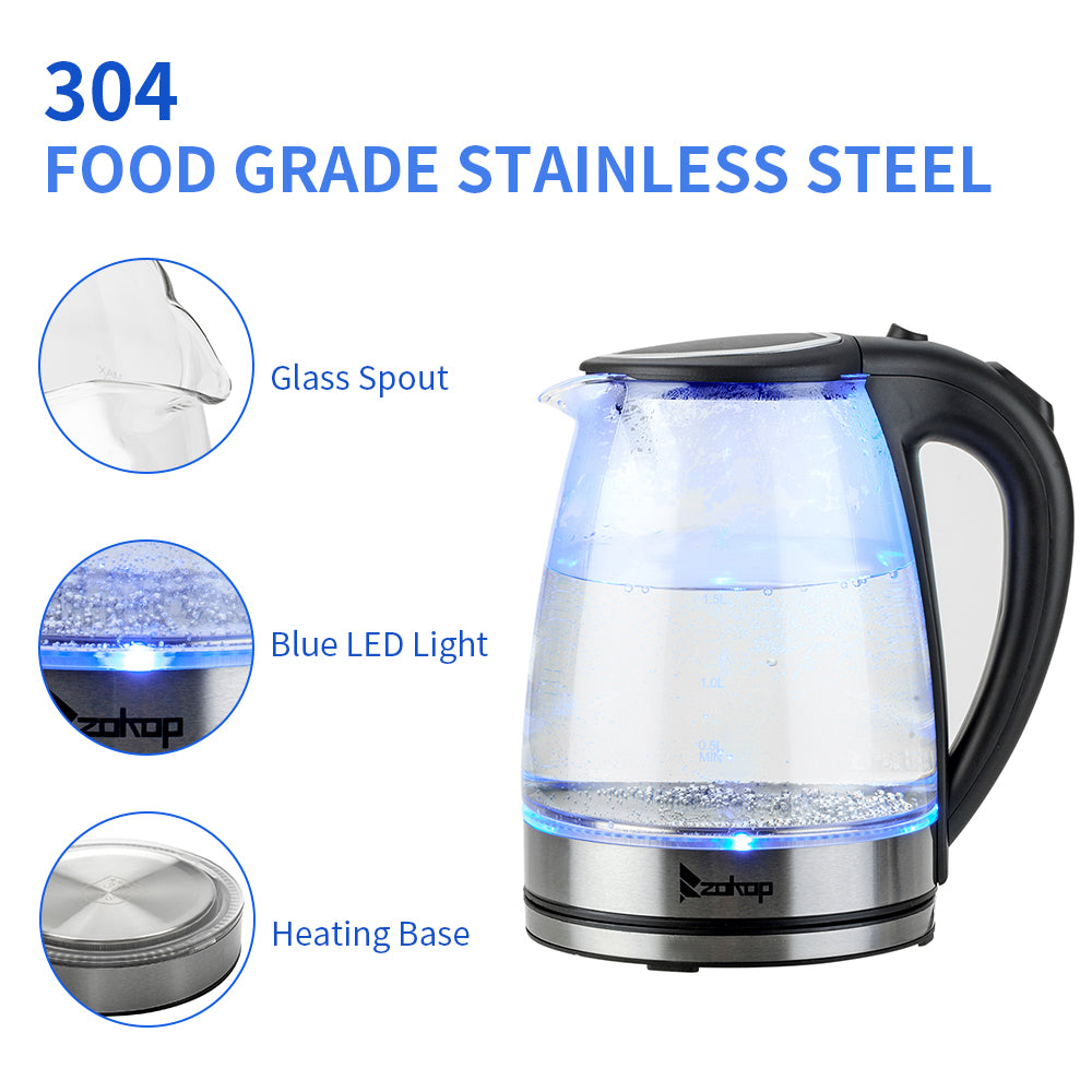 [Same model: 94353526] HD-1857-A 220V 2000W 1.8L Electric Glass Kettle UK Plug aee17d-2