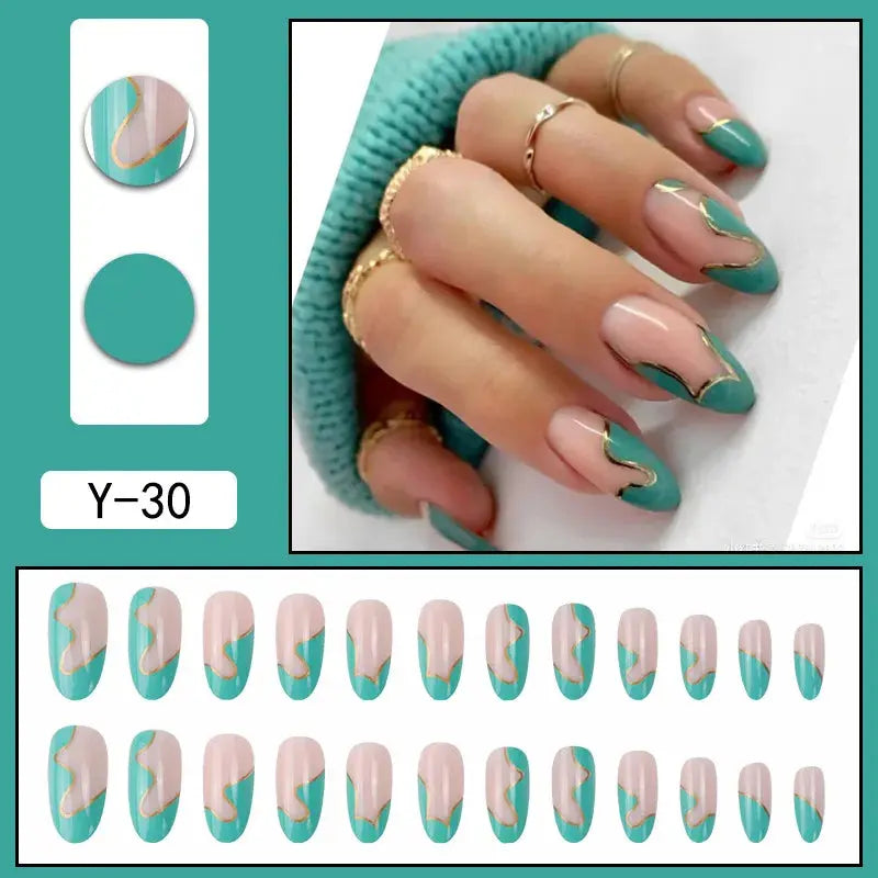 24P Removable Ballerina Press On Nail Art Long Round Head Fake Nails Full Cover Artificial Wearing Reusable False Nails Finished Streetsharks