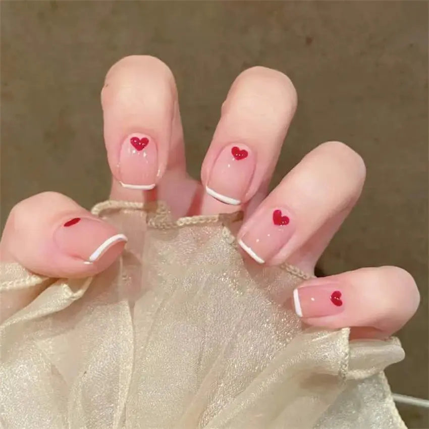 24Pcs Girls Gradient Pale Pink French Artificial Wearing Fake Nails Press On Nail Art Removable False Nails Tips Fashion Design - Streetsharks