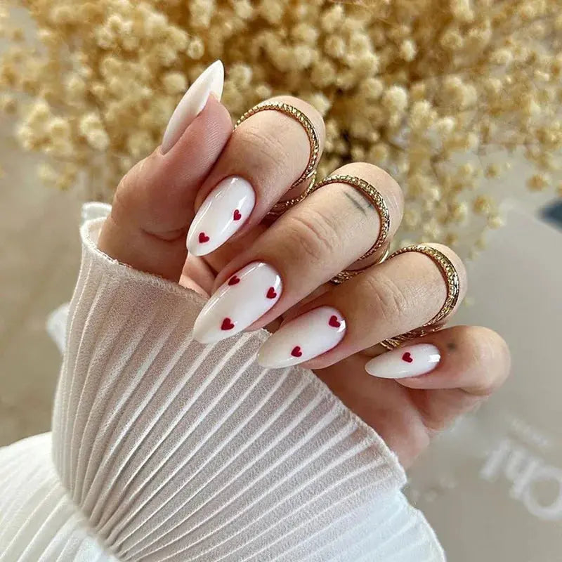 24pcs Almond Aurora French False Nails White Edge Design Fake Nails Art Full Coverage Waterproof Artificial Press on Nail - Streetsharks