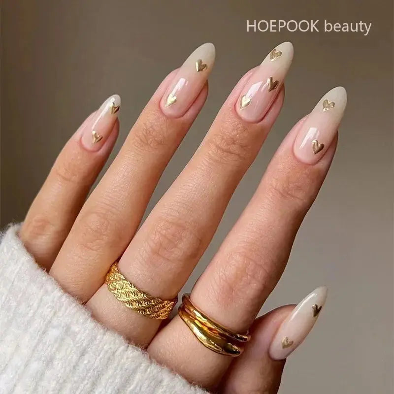 24pcs Nude French Fake Nails White Edge Almond False Nails Art Full Coverage Removable Waterproof Artificial Press on Nail - Streetsharks