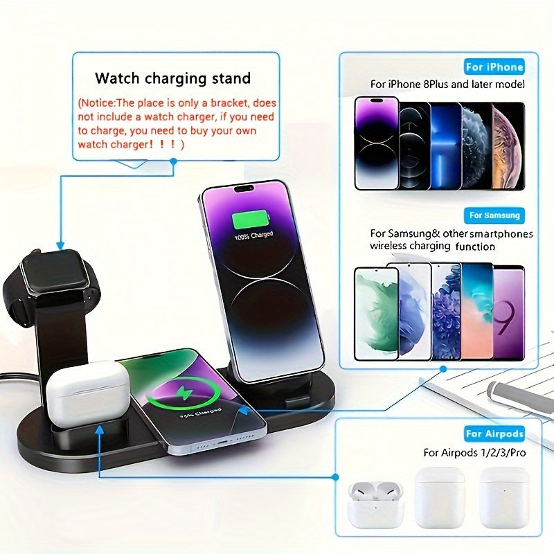 Wireless Charging Station, 3in 1 Wireless Charger Stand, Multi Fast Wireless Charging Dock for iPhone Multiple Devices for iPhone 16/ 15/ 14/ 13/ 12/11/ Pro/ Max/ X/ XS/ XR, for Airpods 3/ 2/ Pro, for Samsung S23 Ultra S22/ S Streetsharks