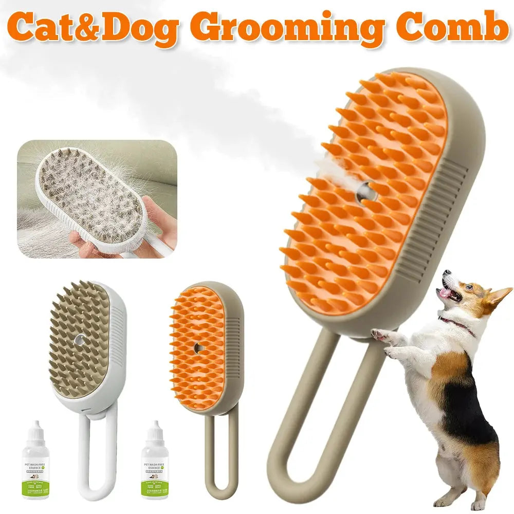 3 In1 Dog Cat Steamy Brush Spray Massage Pet Grooming Comb Hair Removal Cat Comb Cat Hair Brush Pets Dogs Accessories Streetsharks