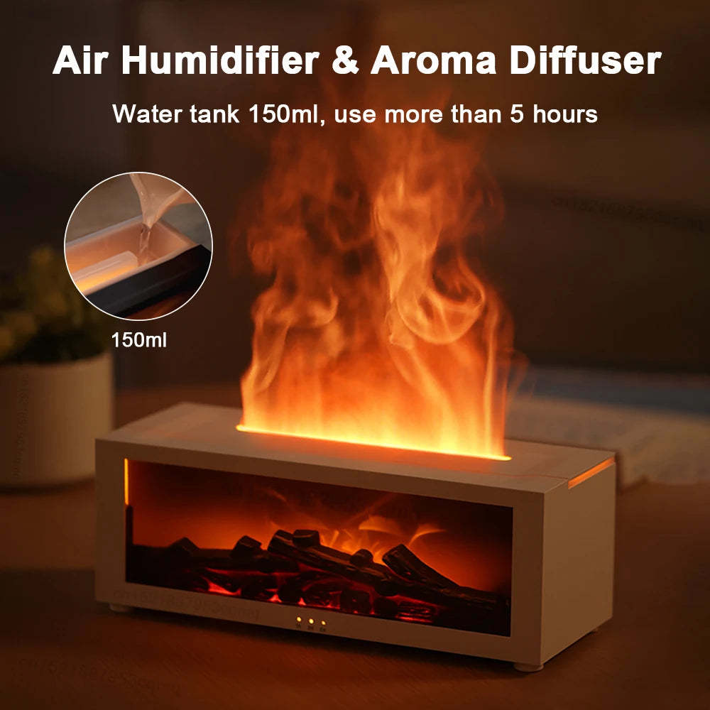 New Flame Aromatherapy Machine Colorful Essential Oil Diffuser Home Large Fog Volume Flame Humidifier 3D Flame Fireplace Machine StreetSharks