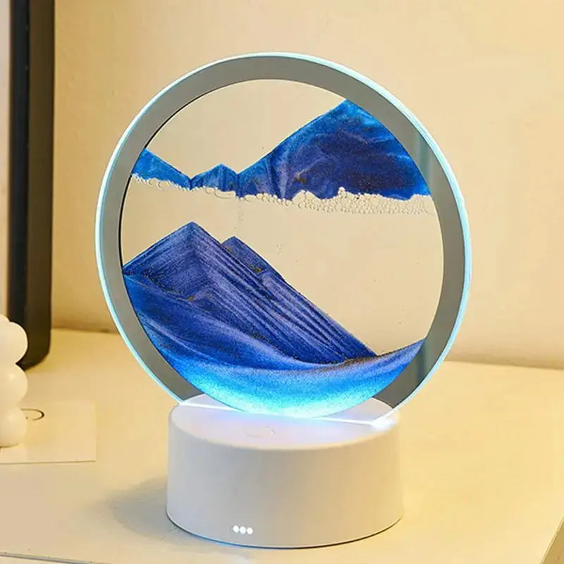 Sand art picture bedside night lamp 3D Moving Sand Art Picture round Glass Hourglass Night Light Bedside Lamp LED Flowing Sand Painting Table Lamp Home Ornaments - Streetsharks