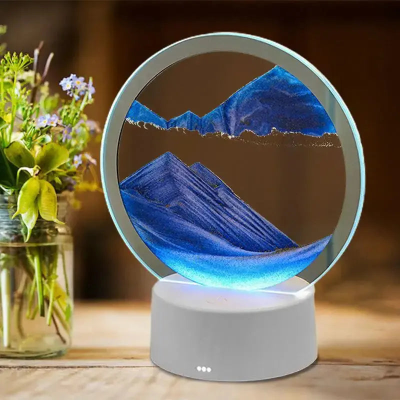 Sand art picture bedside night lamp 3D Moving Sand Art Picture round Glass Hourglass Night Light Bedside Lamp LED Flowing Sand Painting Table Lamp Home Ornaments - Streetsharks