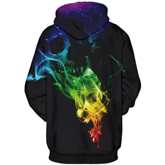 3D Printing Colorful Skull Smoke Casual Fashion Hooded Sweater Streetsharks