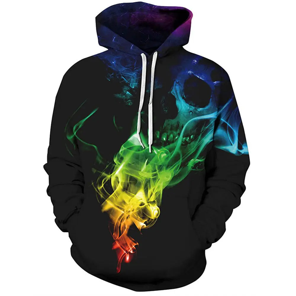 3D Printing Colorful Skull Smoke Casual Fashion Hooded Sweater Streetsharks