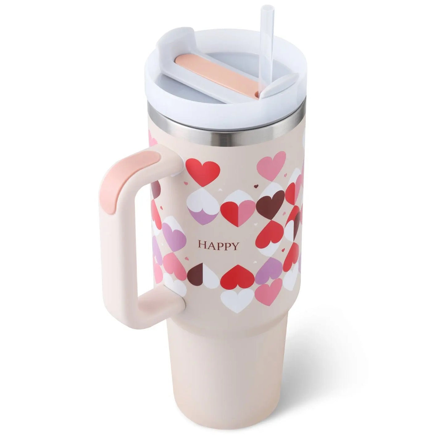 40 Oz Tumbler With Handle Straw Insulated, Stainless Steel Spill Proof Vacuum Coffee Cup Tumbler With Lid Tapered Mug Gifts For Valentine Lover Suitable For Car Gym Office Travel StreetSharks