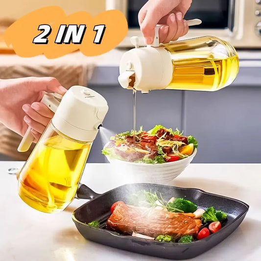 470ML Olive Oil Sprayer Dispenser For Cooking BBQ 2 In 1 Glass Oil Vinegar Soy Sauce Spray Kitchen Oil Bottle For Air Fryer StreetSharks