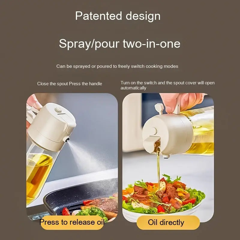 470ML Olive Oil Sprayer Dispenser For Cooking BBQ 2 In 1 Glass Oil Vinegar Soy Sauce Spray Kitchen Oil Bottle For Air Fryer StreetSharks