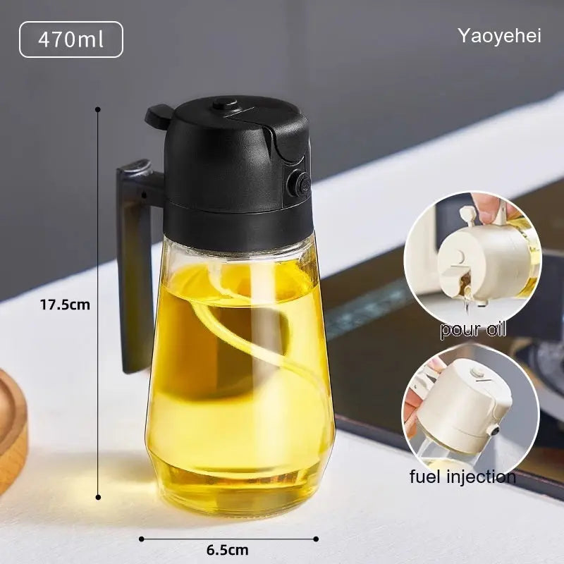 470ML Olive Oil Sprayer Dispenser For Cooking BBQ 2 In 1 Glass Oil Vinegar Soy Sauce Spray Kitchen Oil Bottle For Air Fryer StreetSharks