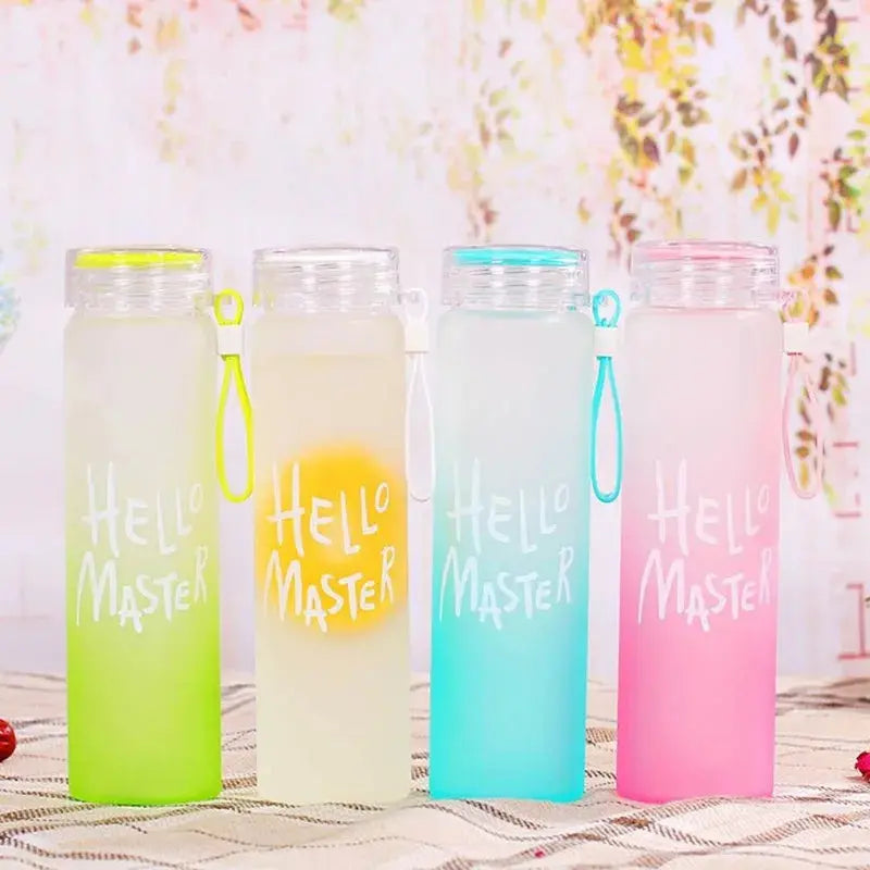 500ml Gradient Sports Water Bottle Plastic Large Capacity Frosted Cup With Strap Gift Camping Tour Plastic Sport Water Bottle Streetsharks