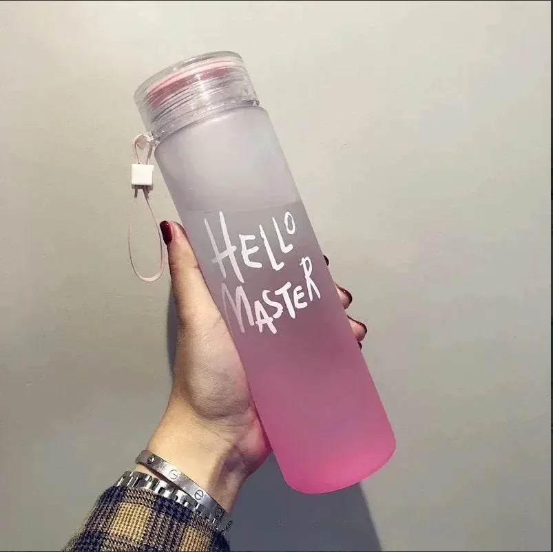 500ml Gradient Sports Water Bottle Plastic Large Capacity Frosted Cup With Strap Gift Camping Tour Plastic Sport Water Bottle - Streetsharks